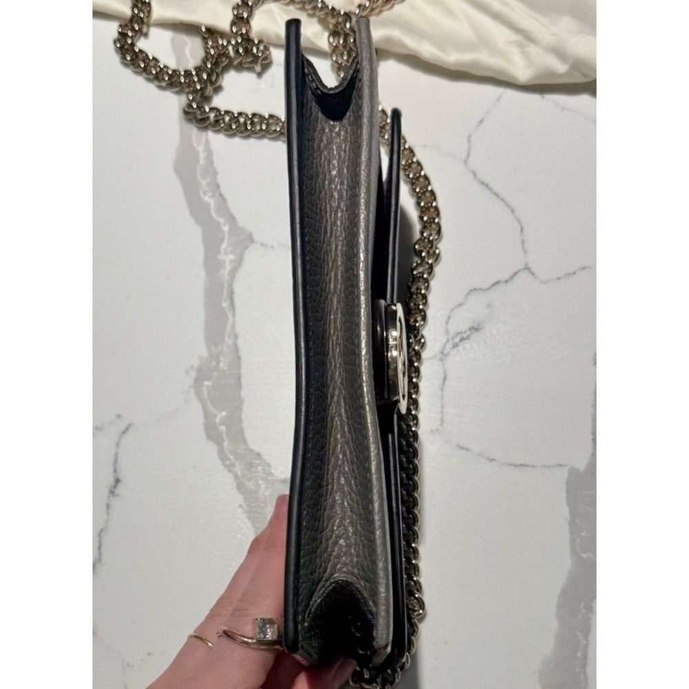 Authentic Gucci Interlocking Dollar Gray Leather … - image 5